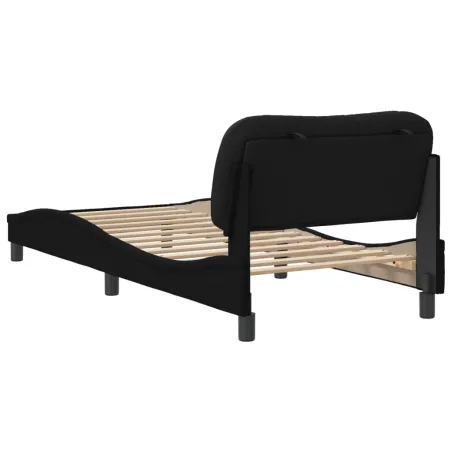 Cadre de lit sans matelas Hvar noir 90x200 cm tissu