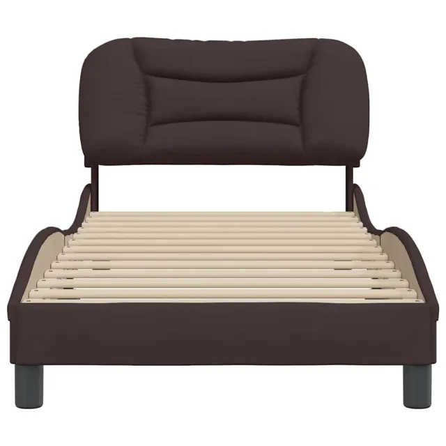 Cadre de lit sans matelas Hvar marron foncé 90x200 cm tissu