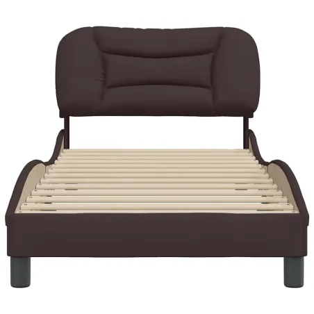 Cadre de lit sans matelas Hvar marron foncé 90x200 cm tissu
