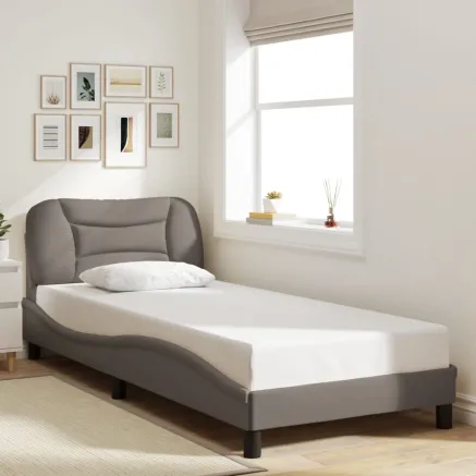 Cadre de lit sans matelas Hvar taupe 90x200 cm tissu