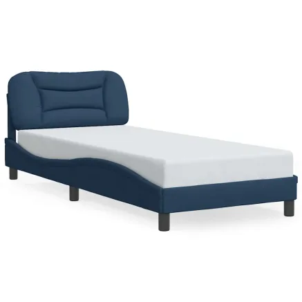 Cadre de lit sans matelas Hvar bleu 90x200 cm tissu 2