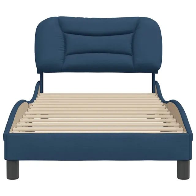 Cadre de lit sans matelas Hvar bleu 90x200 cm tissu