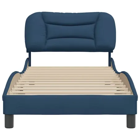 Cadre de lit sans matelas Hvar bleu 90x200 cm tissu