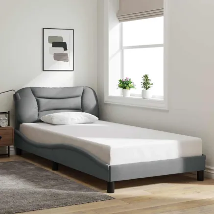 Cadre de lit sans matelas Hvar gris clair 100x200 cm tissu