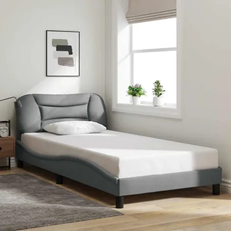 Cadre de lit sans matelas Hvar gris clair 100x200 cm tissu