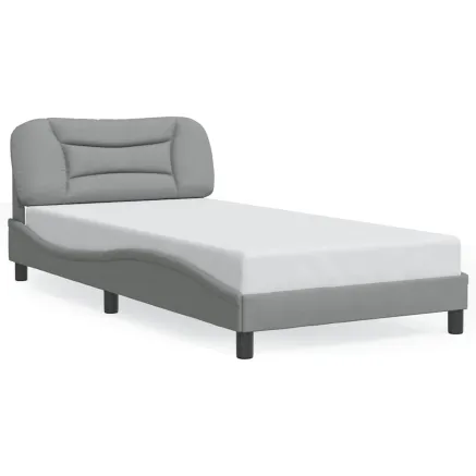 Cadre de lit sans matelas Hvar gris clair 100x200 cm tissu 2