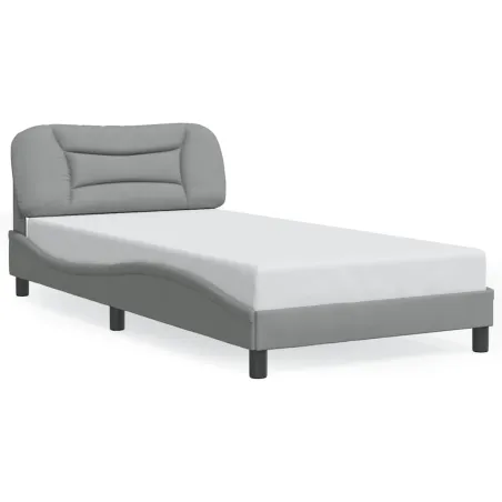 Cadre de lit sans matelas Hvar gris clair 100x200 cm tissu