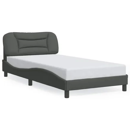 Cadre de lit sans matelas Hvar gris foncé 100x200 cm tissu 2