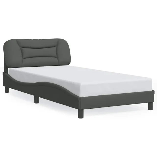 Cadre de lit sans matelas Hvar gris foncé 100x200 cm tissu