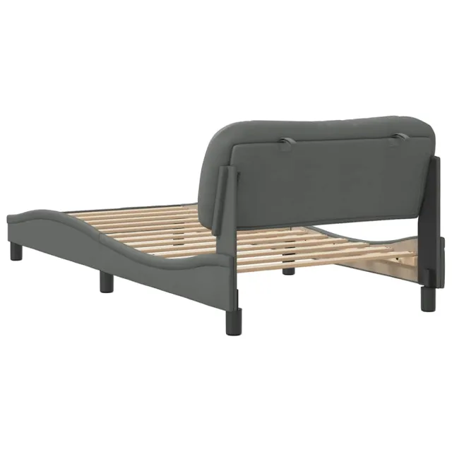Cadre de lit sans matelas Hvar gris foncé 100x200 cm tissu