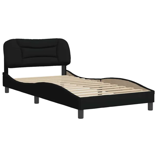 Cadre de lit sans matelas Hvar noir 100x200 cm tissu