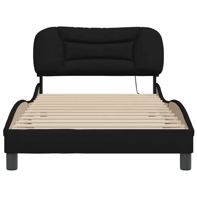 Cadre de lit sans matelas Hvar noir 100x200 cm tissu