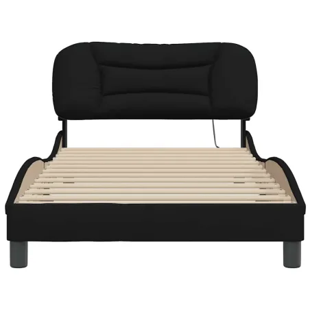 Cadre de lit sans matelas Hvar noir 100x200 cm tissu