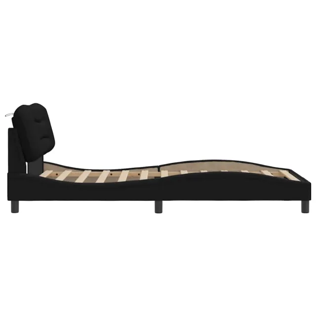 Cadre de lit sans matelas Hvar noir 100x200 cm tissu