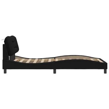 Cadre de lit sans matelas Hvar noir 100x200 cm tissu