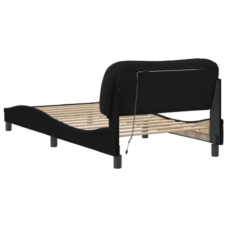 Cadre de lit sans matelas Hvar noir 100x200 cm tissu