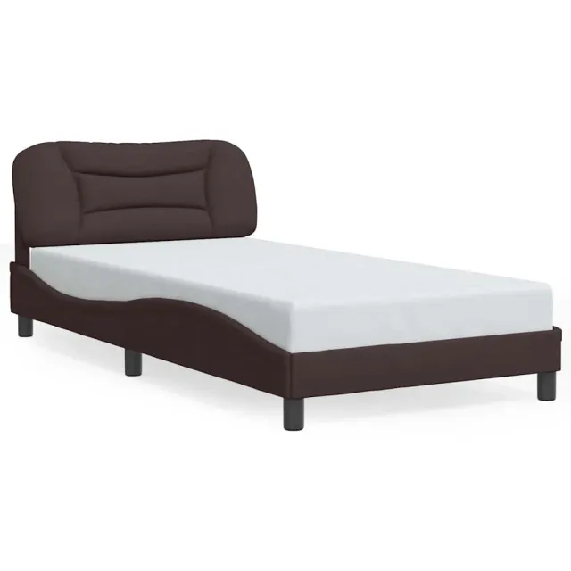 Cadre de lit sans matelas Hvar marron foncé 100x200 cm tissu