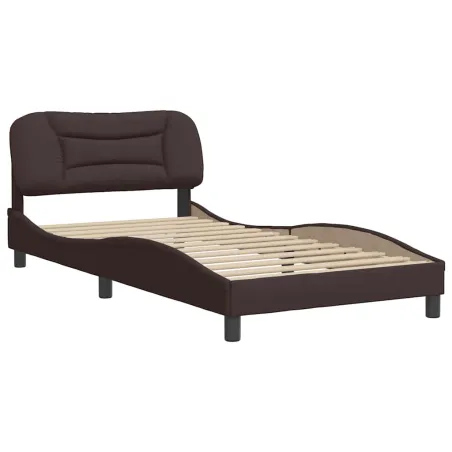 Cadre de lit sans matelas Hvar marron foncé 100x200 cm tissu