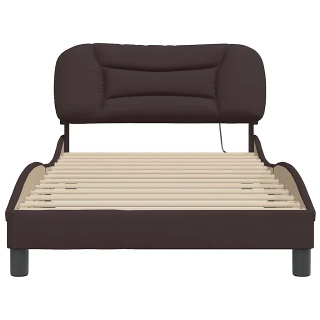 Cadre de lit sans matelas Hvar marron foncé 100x200 cm tissu