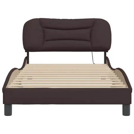 Cadre de lit sans matelas Hvar marron foncé 100x200 cm tissu
