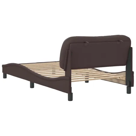 Cadre de lit sans matelas Hvar marron foncé 100x200 cm tissu