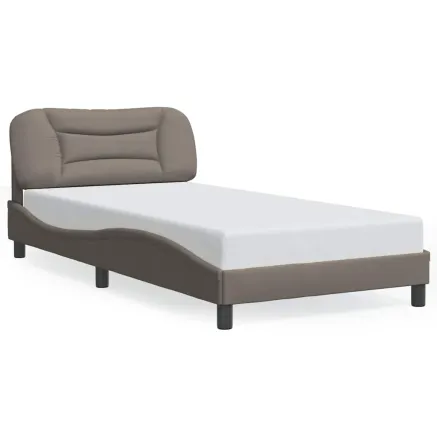 Cadre de lit sans matelas Hvar taupe 100x200 cm tissu 2