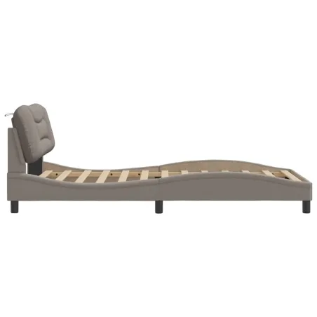 Cadre de lit sans matelas Hvar taupe 100x200 cm tissu