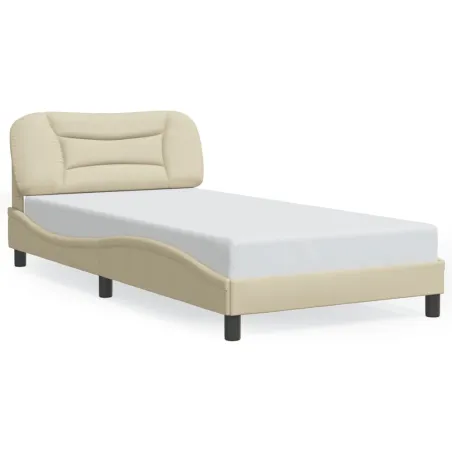 Cadre de lit sans matelas Hvar crème 100x200 cm tissu