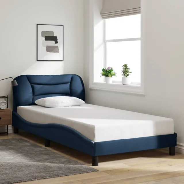 Cadre de lit sans matelas Hvar bleu 100x200 cm tissu