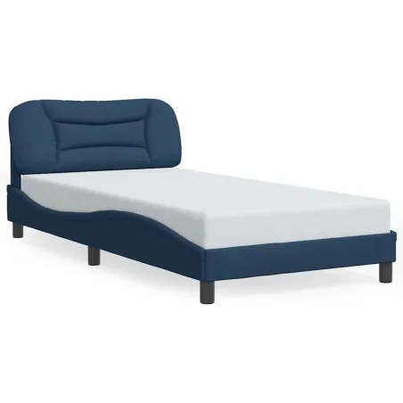 Cadre de lit sans matelas Hvar bleu 100x200 cm tissu