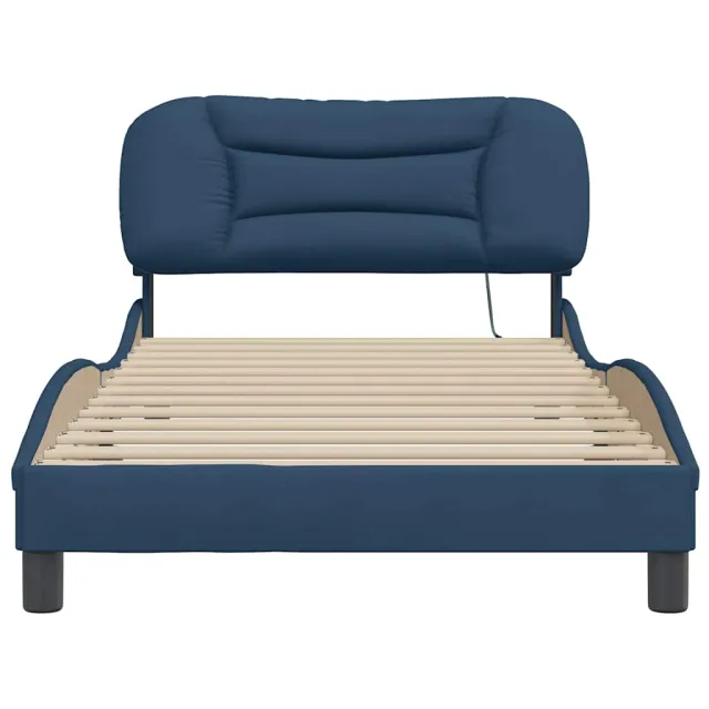 Cadre de lit sans matelas Hvar bleu 100x200 cm tissu