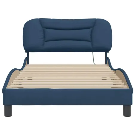 Cadre de lit sans matelas Hvar bleu 100x200 cm tissu