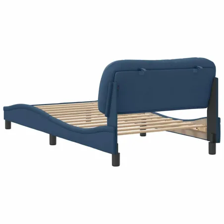 Cadre de lit sans matelas Hvar bleu 100x200 cm tissu