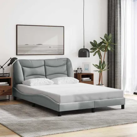 Cadre de lit sans matelas Hvar gris clair 120x200 cm tissu
