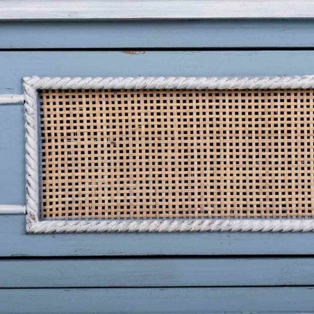 Cassettiera Alexandra House Living Azzurro Rattan Legno di abete Legno