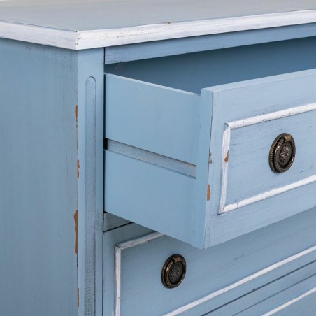 Cassettiera Alexandra House Living Azzurro Rattan Legno di abete Legno