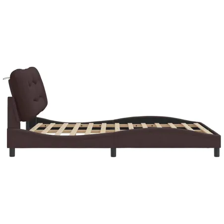 Cadre de lit sans matelas Hvar marron foncé 120x200 cm tissu