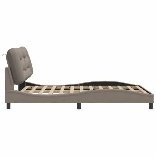 Cadre de lit sans matelas Hvar taupe 120x200 cm tissu