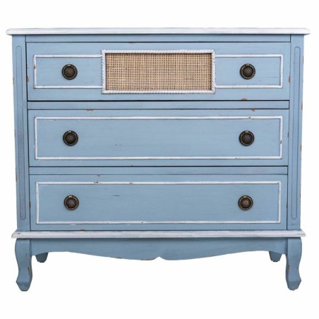 Cassettiera Alexandra House Living Azzurro Rattan Legno di abete Legno