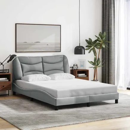 Cadre de lit sans matelas Hvar gris clair 140x190 cm tissu