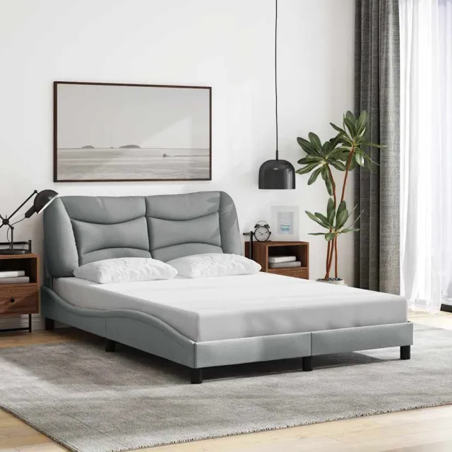 Cadre de lit sans matelas Hvar gris clair 140x190 cm tissu