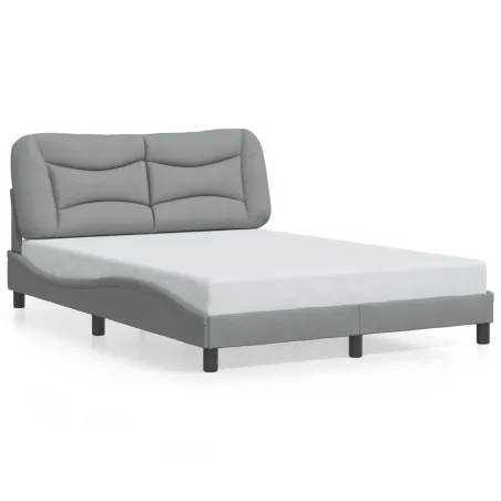 Cadre de lit sans matelas Hvar gris clair 140x190 cm tissu