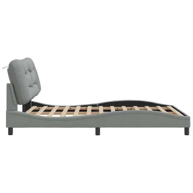Cadre de lit sans matelas Hvar gris clair 140x190 cm tissu