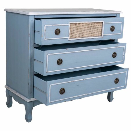 Cassettiera Alexandra House Living Azzurro Rattan Legno di abete Legno
