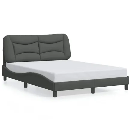 Cadre de lit sans matelas Hvar gris foncé 140x190 cm tissu 2
