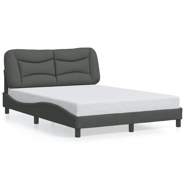 Cadre de lit sans matelas Hvar gris foncé 140x190 cm tissu