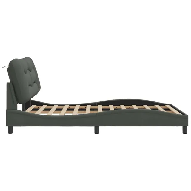 Cadre de lit sans matelas Hvar gris foncé 140x190 cm tissu