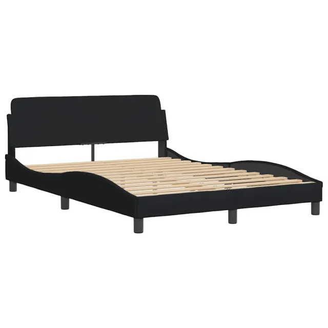Cadre de lit sans matelas Hvar noir 140x190 cm tissu