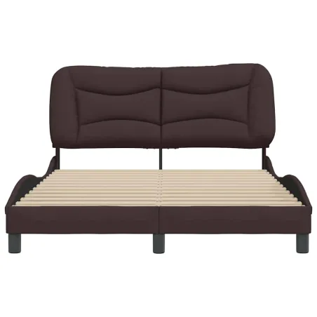 Cadre de lit sans matelas Hvar marron foncé 140x190 cm tissu