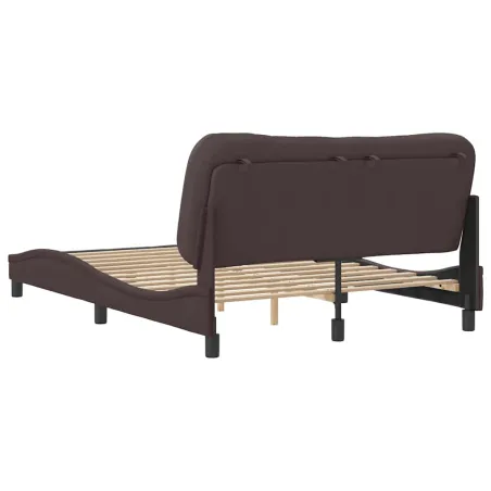 Cadre de lit sans matelas Hvar marron foncé 140x190 cm tissu